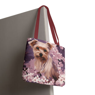 Yorkshire Terrier Violet Floral Tote Bag