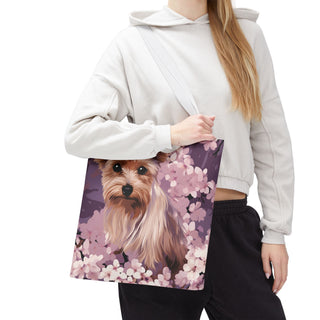 Yorkshire Terrier Violet Floral Tote Bag