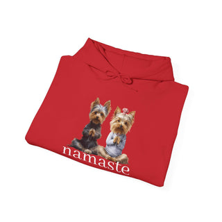 Yoga Namaste Hoodie with Yorkshire Terrier design and kangaroo pocket