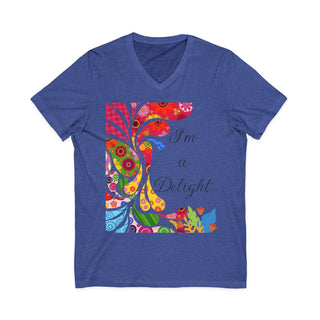 Delight Peacock V-Neck T-Shirt with paisley floral design and lightweight cotton fabric