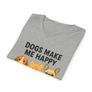 Dogs Make Me Happy, Humans Make My Head Hurt V-Neck T-Shirt