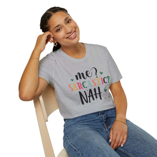 Unisex Sarcastic Humor T-Shirt Me Sarcastic design, soft 100% cotton, stylish casual wear with size guide table