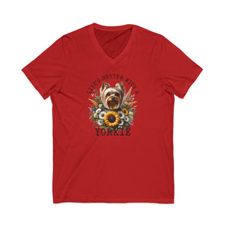 Life's Better With a Yorkie V Neck T-Shirt