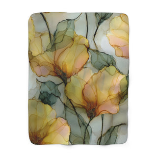 Yellow Tuips Sherpa Fleece Blanket