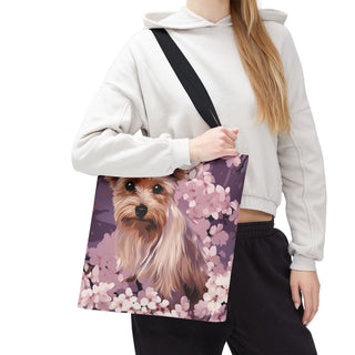 Yorkshire Terrier Violet Floral Tote Bag