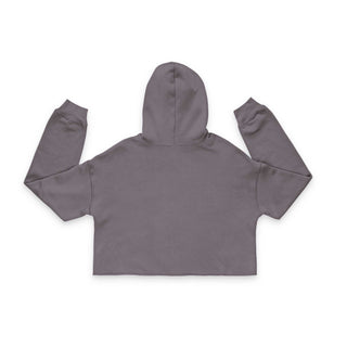 Cropped hoodie featuring frog with flower graphic, soft cotton-poly fleece blend, raw hem, and relaxed fit.