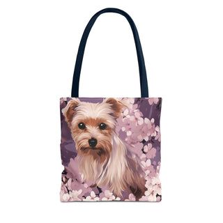 Yorkshire Terrier Violet Floral Tote Bag
