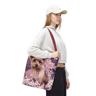 Yorkshire Terrier Violet Floral Tote Bag