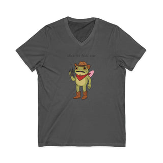 Funny Froggy V-Neck t-shirt with trendy graphic, unisex jersey short sleeve tee