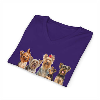 Lightweight Yorkie Fur-iends V-neck T-shirt with playful dog design and modern retail fit