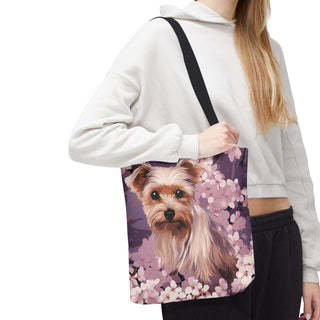 Yorkshire Terrier Violet Floral Tote Bag