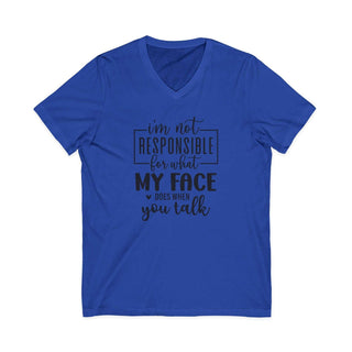 Lightweight V-neck T-shirt with sarcastic text design, 100% cotton, modern retail fit