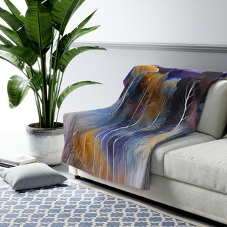 Sherpa Fleece Blanket — Autumn Moonlit Forest Throw