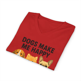 Dogs Make Me Happy, Humans Make My Head Hurt V-Neck T-Shirt