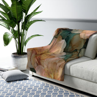 Champagne Camellias Sherpa Fleece Blanket