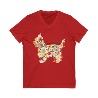 Yorkie Mama Floral V‑Neck T-Shirt