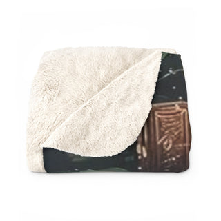 — Vintage Leather Books & Roses Sherpa Fleece Blanket