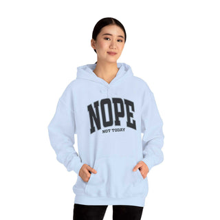 Not Today Hoodie sweatshirt with kangaroo pocket and adjustable hood, cotton-polyester blend, casual adult wear