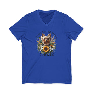 Life's Better With a Yorkie V Neck T-Shirt