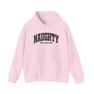 Naughty But Nice-ish Hoodie sweatshirt in cotton-polyester blend with adjustable hood and kangaroo pocket, casual adult wear