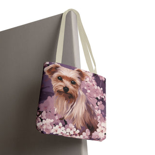 Yorkshire Terrier Violet Floral Tote Bag