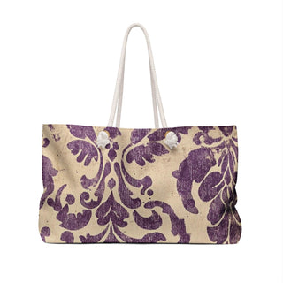 Elegant Damask Weekender Bag with 24x13 inches size and durable cotton rope handles