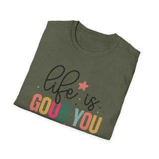 Life is Good You Should Get One V-neck t-shirt with size guide and soft cotton fabric