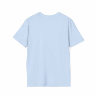Light blue Camping Adventure unisex t-shirt made of soft ring-spun cotton with a classic fit.