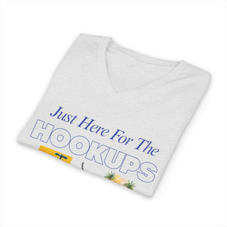 Just Here For The Hookups RV Camping V-Neck T-Shirt