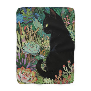 Black Cat Sherpa Blanket