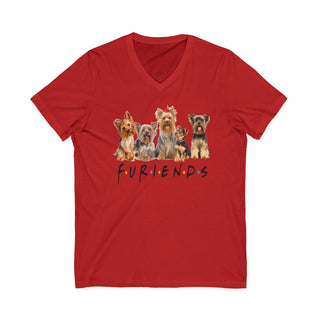 Yorkie Fur-iends V-neck t-shirt with playful dog design and modern fit