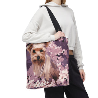 Yorkshire Terrier Violet Floral Tote Bag