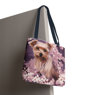 Yorkshire Terrier Violet Floral Tote Bag