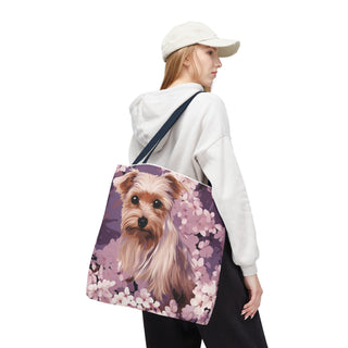 Yorkshire Terrier Violet Floral Tote Bag