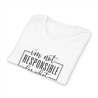 I'm Not Responsible for What My Face Does When You Talk V-Neck T-Shirt made of lightweight cotton with modern retail fit and flattering V neckline