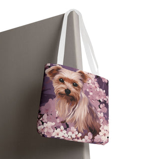 Yorkshire Terrier Violet Floral Tote Bag