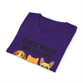 Dogs Make Me Happy, Humans Make My Head Hurt V-Neck T-Shirt