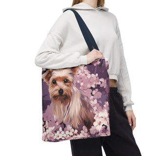 Yorkshire Terrier Violet Floral Tote Bag