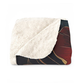 Lux Red & Teal Hibiscus Sherpa Blanket with plush sherpa fleece and vivid floral print
