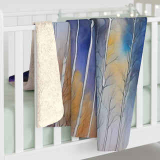 Sherpa Fleece Blanket — Autumn Moonlit Forest Throw