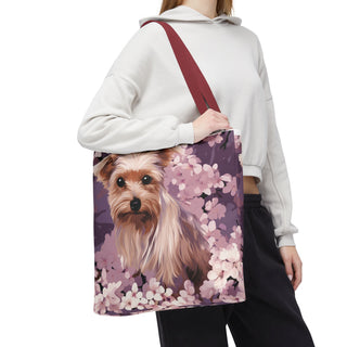 Yorkshire Terrier Violet Floral Tote Bag
