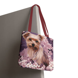 Yorkshire Terrier Violet Floral Tote Bag