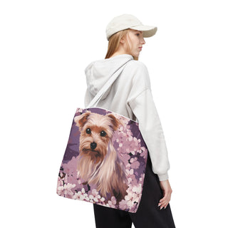 Yorkshire Terrier Violet Floral Tote Bag