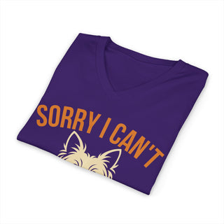 Sorry I Can't I Have Plans With My Yorkie V-Neck T-Shirt