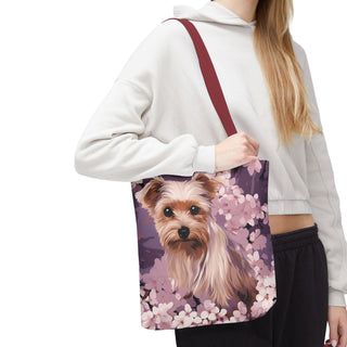 Yorkshire Terrier Violet Floral Tote Bag