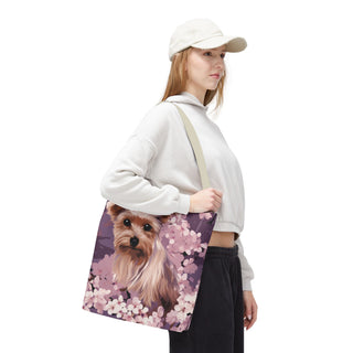 Yorkshire Terrier Violet Floral Tote Bag