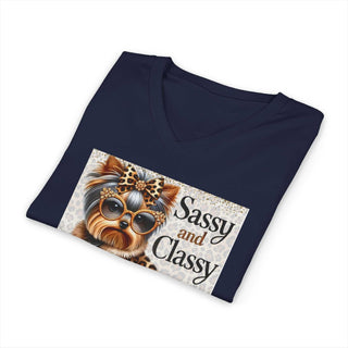 Sassy and classy Yorkie V-neck T-shirt for dog lovers, lightweight and stylish