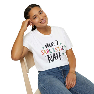Unisex Me Sarcastic? T-shirt with sarcastic humor design, soft 100% cotton, sizes S to 3XL