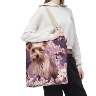 Yorkshire Terrier Violet Floral Tote Bag