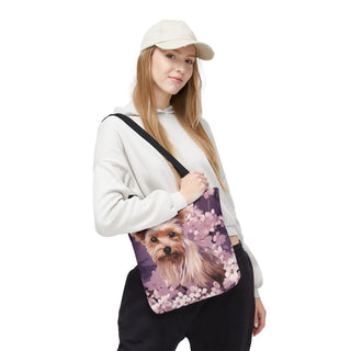 Yorkshire Terrier Violet Floral Tote Bag